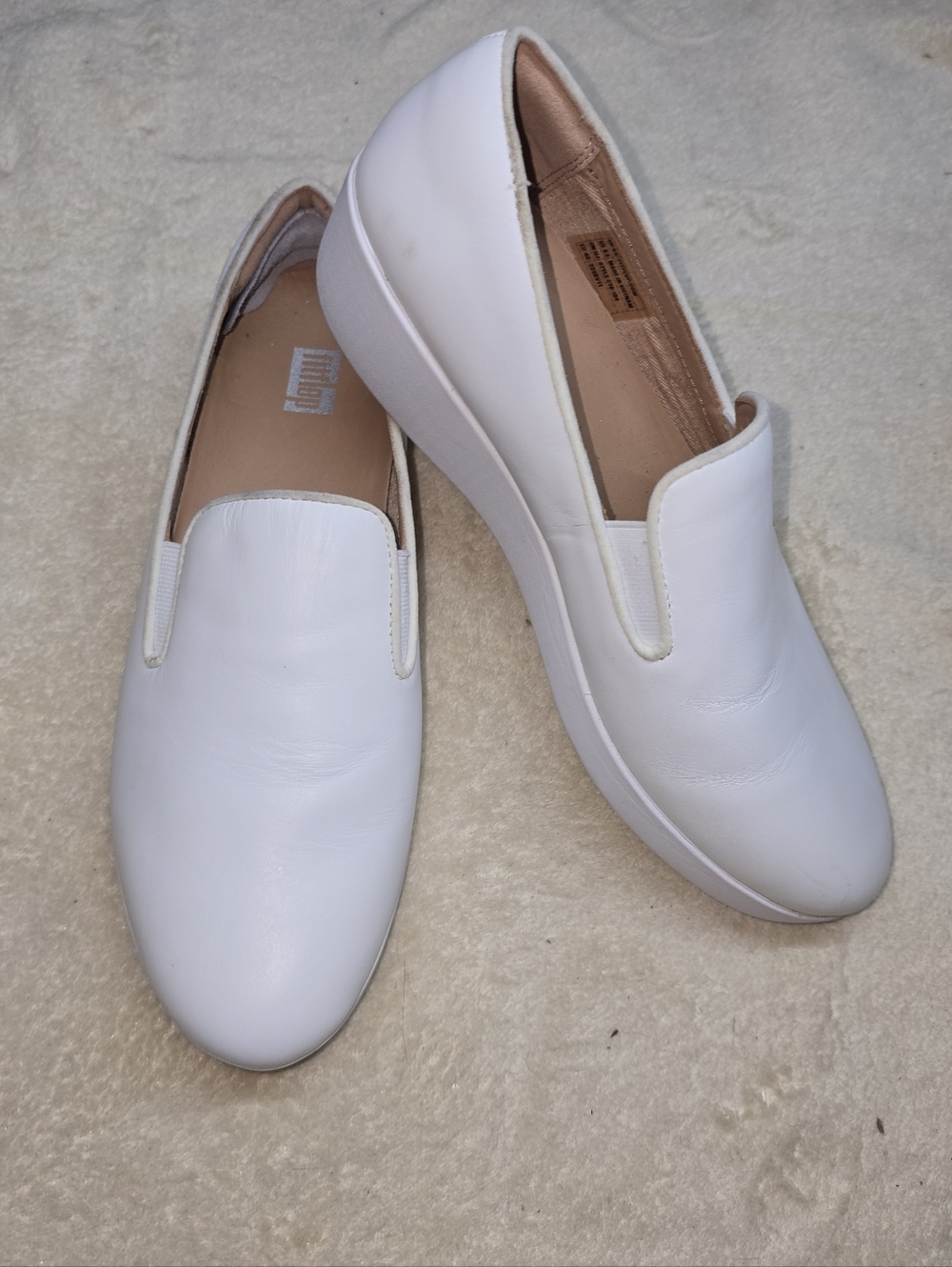 FitFlop Women's Superskate Leather Slip-On Skater Loafers Shoes White SIZE 8.5